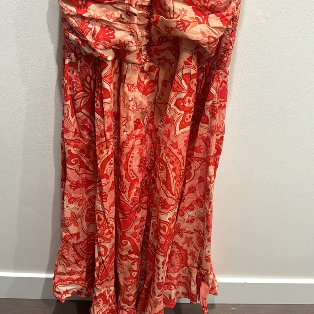 NWT Farm Rio Jaipur Crossover Linen Blend red vacation resort Maxi dress Medium - Picture 9 of 9
